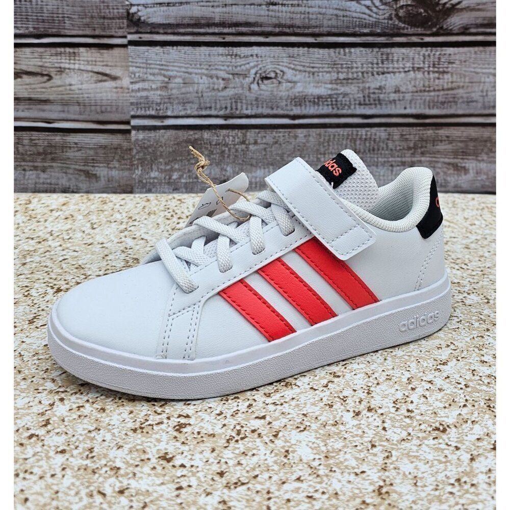 Adidas Grand Court 2.0 EL White Orange Stripe Kid's Shoes Size 11K